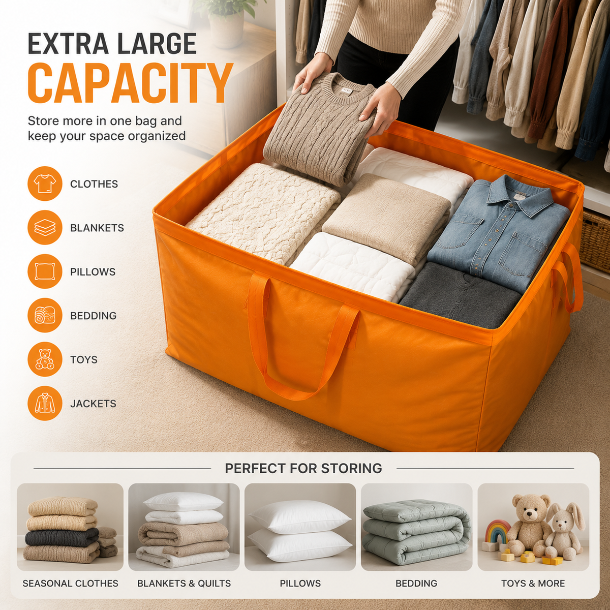 ๐งบ Extra Large Foldable Storage Bag โ Space Saving Organizer for Home