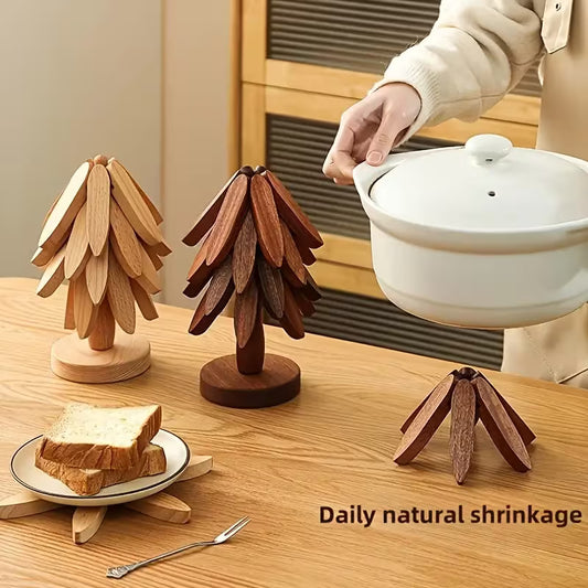 WOODEN TREE POT HOLDER