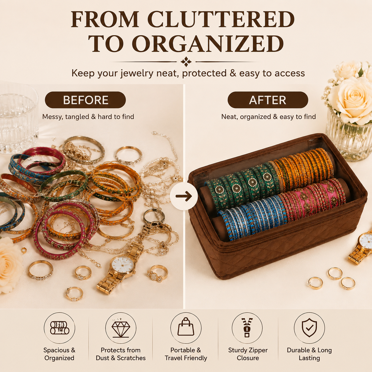 Bangle Jewelry Roll Organizer
