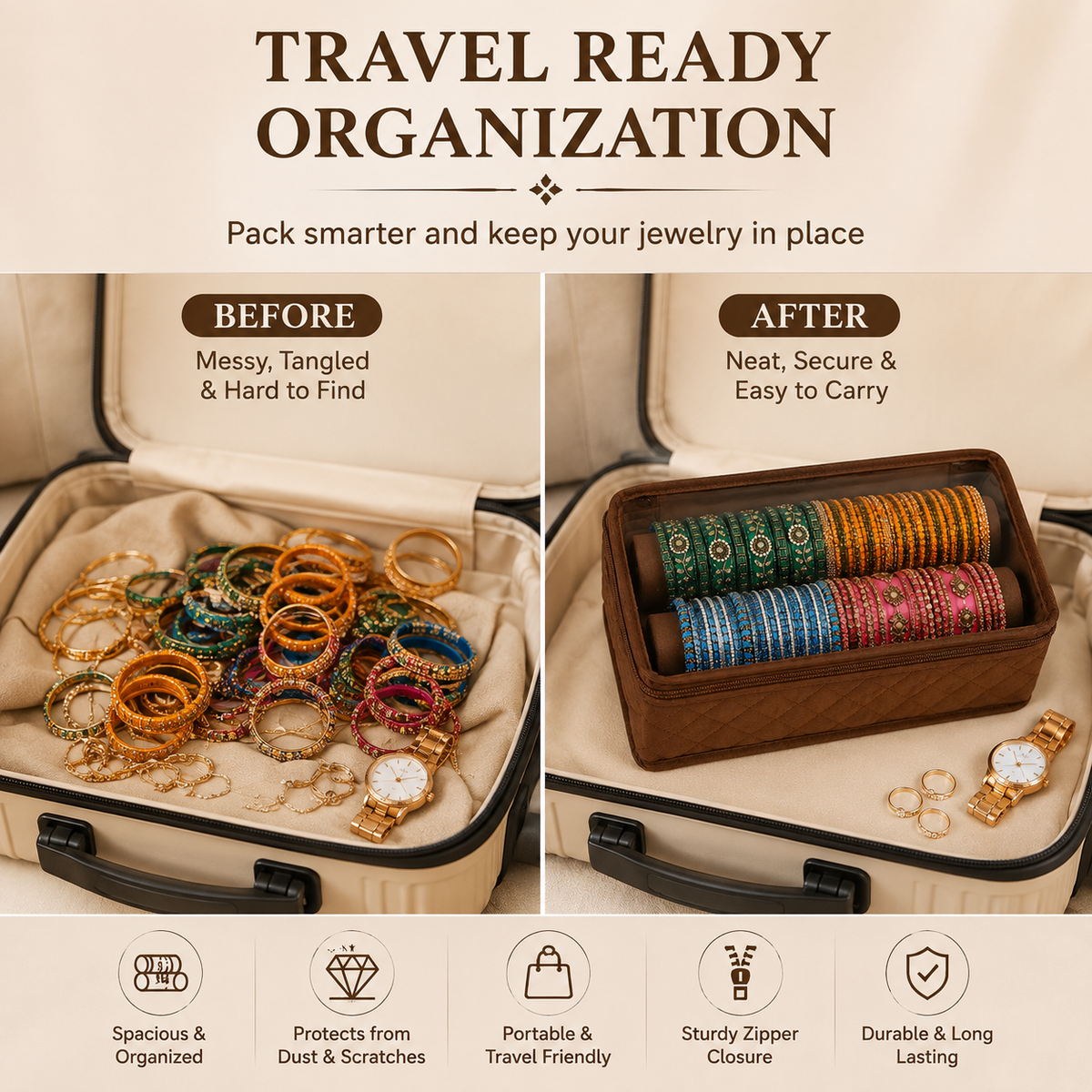 Bangle Jewelry Roll Organizer