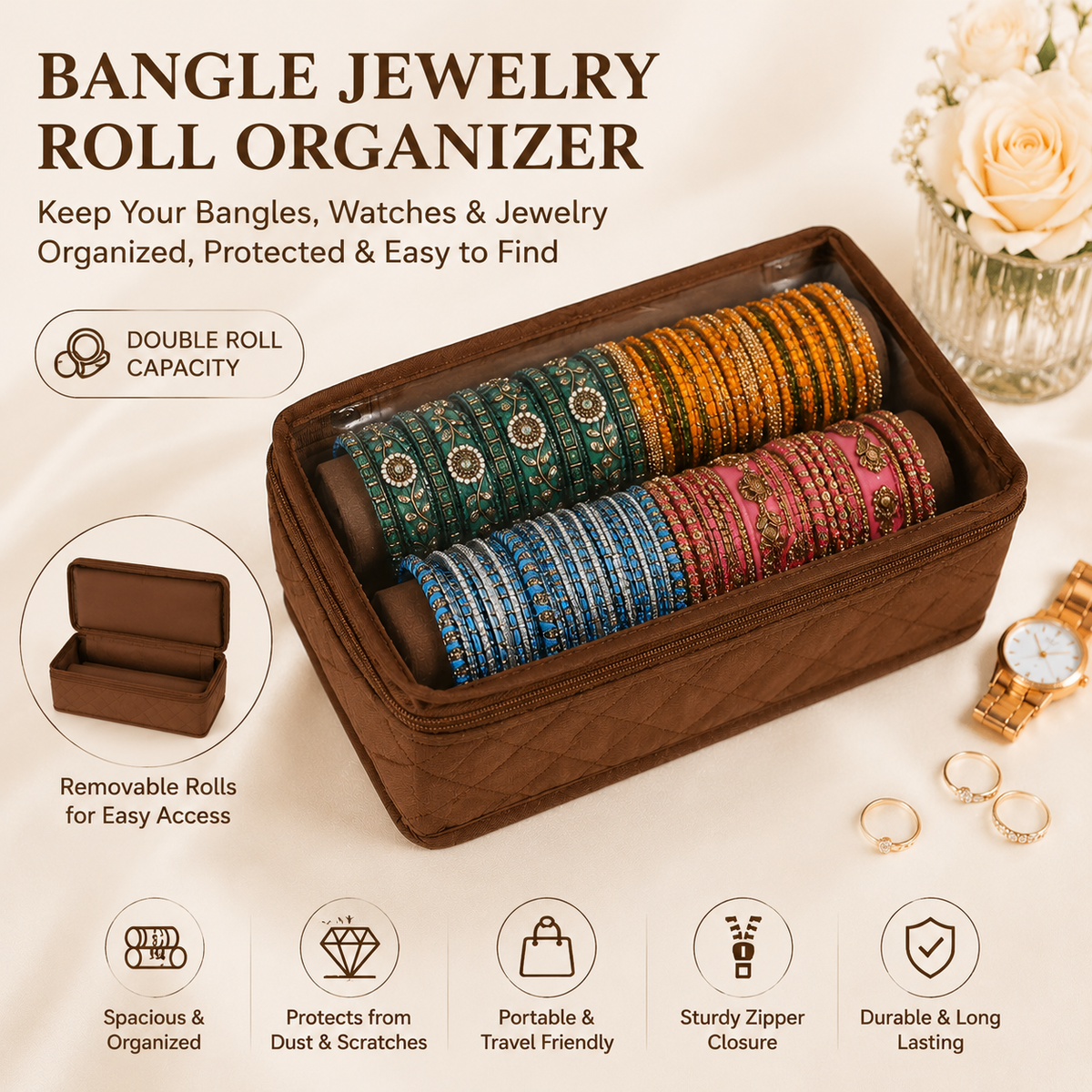 Bangle Jewelry Roll Organizer