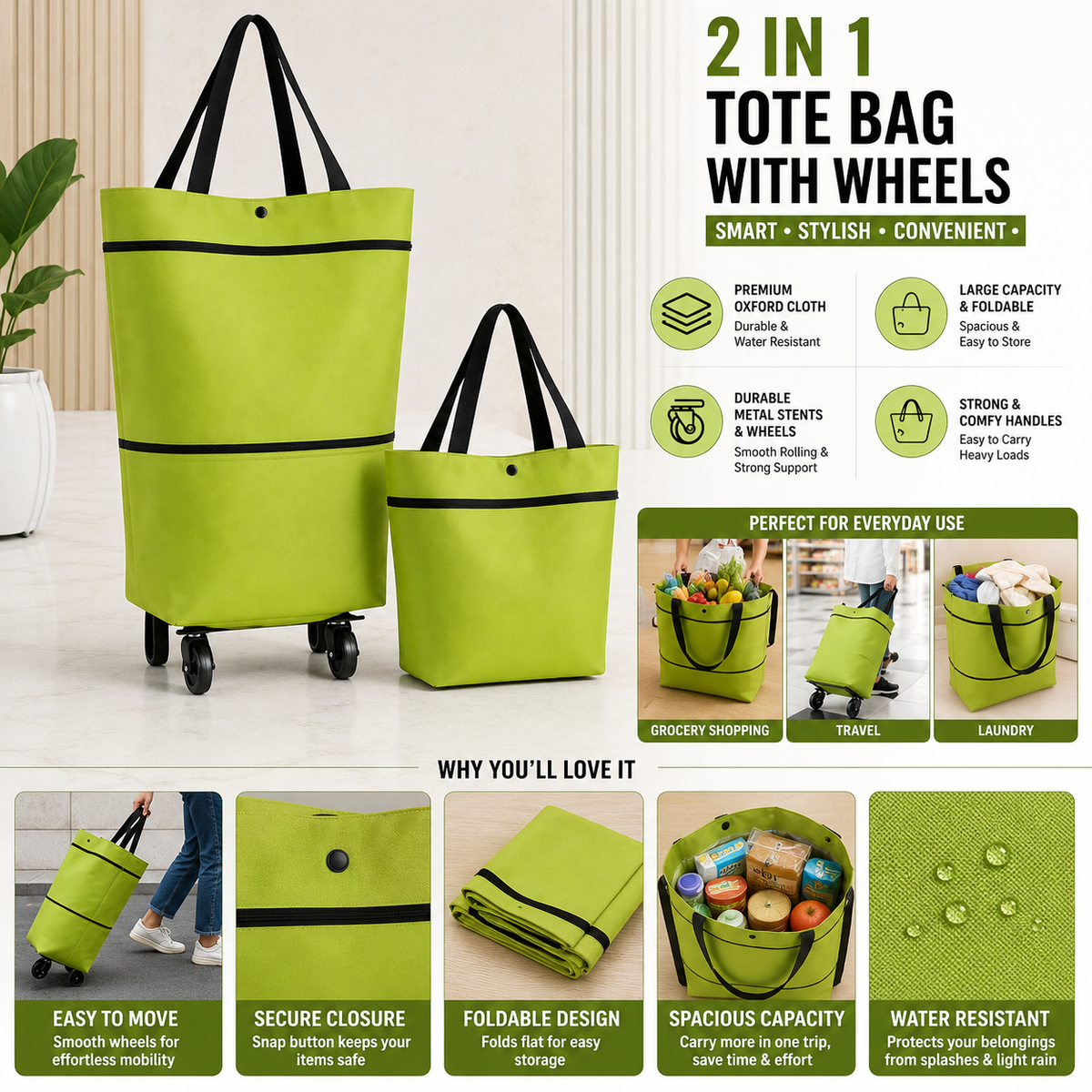 Foldable Rolling Shopping Bag