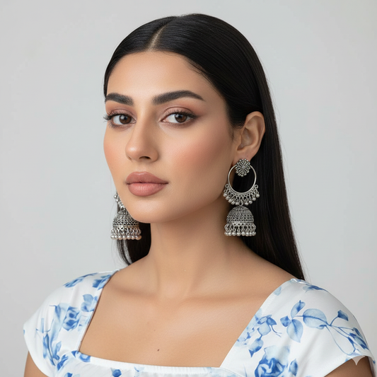 Premium Oxidized Silver Jhumka Earrings