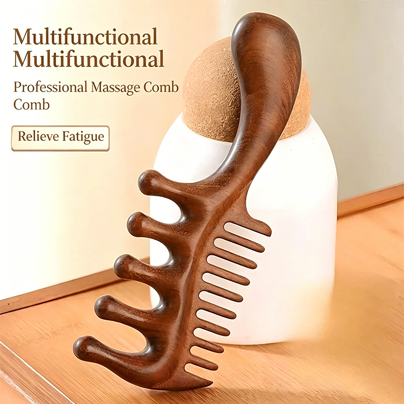 Multi-Functional Wooden Scalp Comb