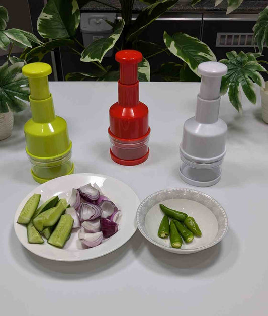 Push-Down Vegetable & Onion Chopper – Stainless Steel Blades, Fast & Easy Cutting