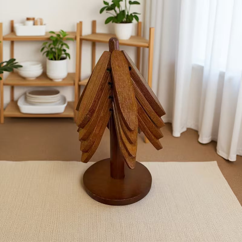 WOODEN TREE POT HOLDER