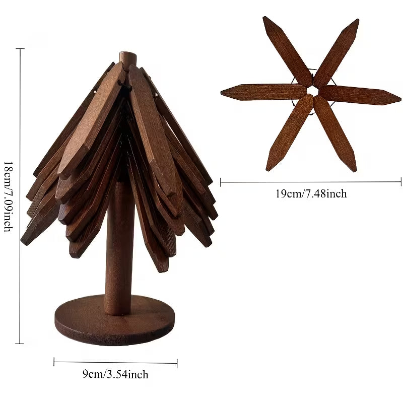 WOODEN TREE POT HOLDER