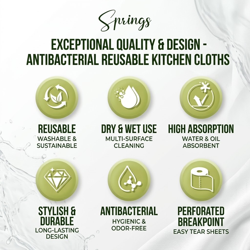 Anti-Bacterial Reusable Kitchen Cleaning Cloth Roll