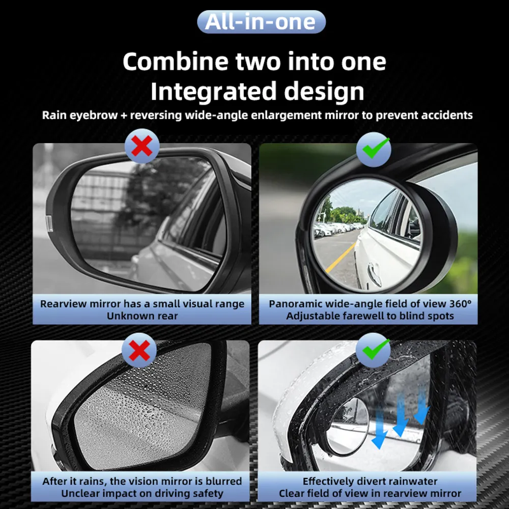 Carbon Fiber Car Mirror Blind Spot & Rain Visor Accessories